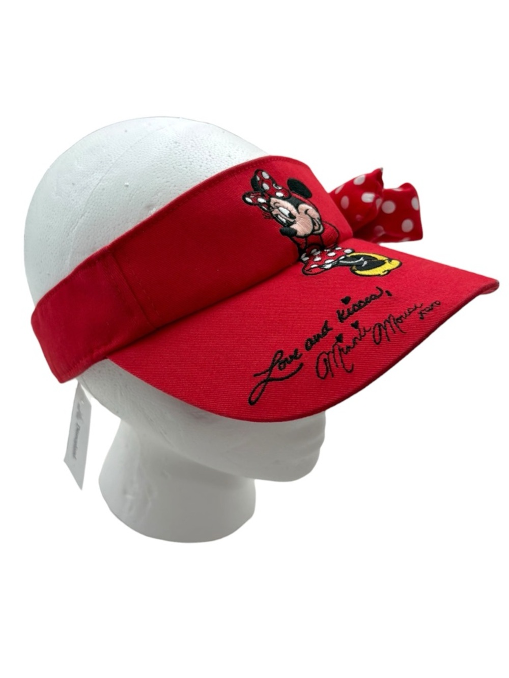 NEW Disneyland Resort Kids Red Minnie Mouse Embroidered Visor Hat Travel Fun